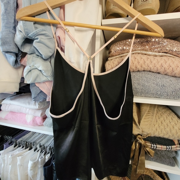 Victoria Secret Satin Camisole - Light Pink Trim on Black - Size Large - Picture 8 of 9